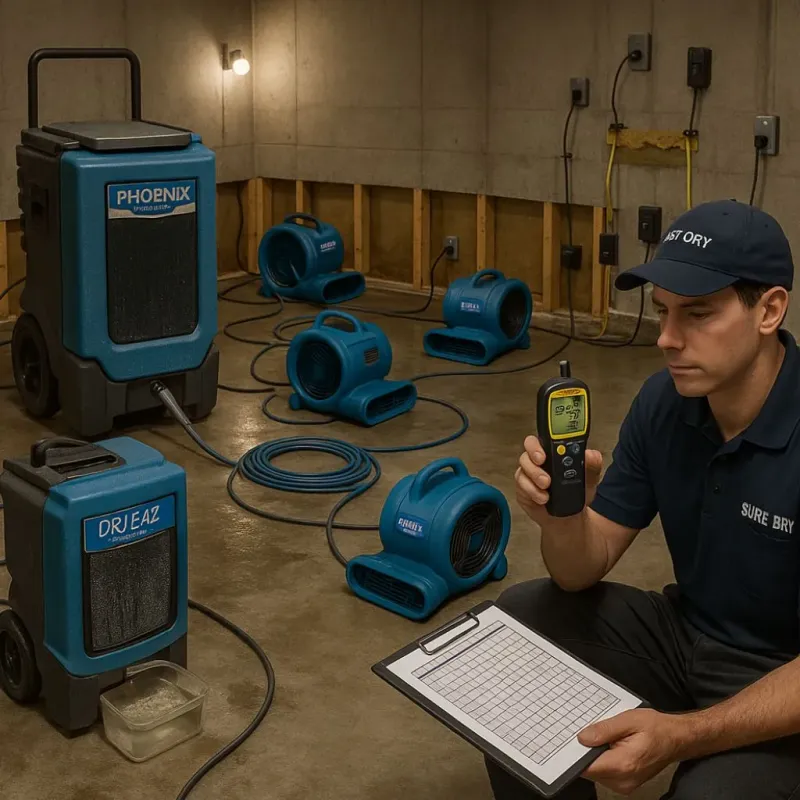 Structural Drying and Dehumidification process in Petaluma, CA